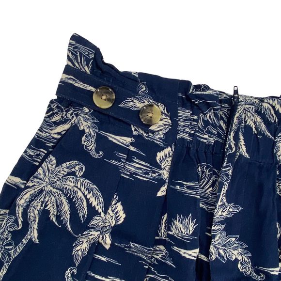 A.n.a Shorts 8 Knit Paperbag Blue Beach Tropical Palm Tree Lightweight Hawaii - Picture 2 of 6